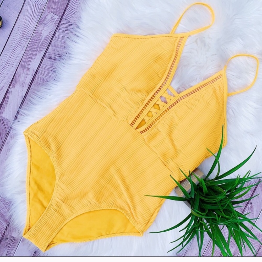 Yellow one piece swimsuit